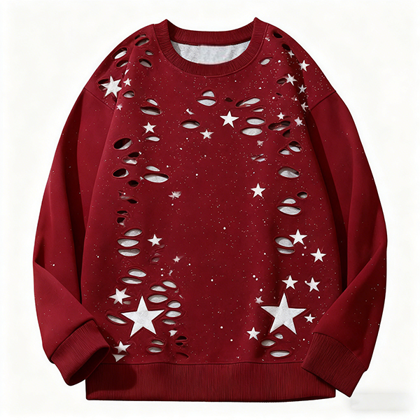 Long-sleeved casual sweatshirt with glittering star design, spring-autumn staple, comfortable fit, skin-friendly, tangible softness