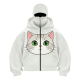 Tabby Cat Face Print Oversized Full-Zip Hoodie